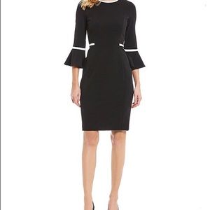 Calvin Klein Bell Sleeve Piping Detail Dress